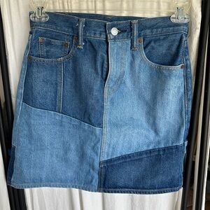 Levi's Blue Patchwork Denim Skirt
